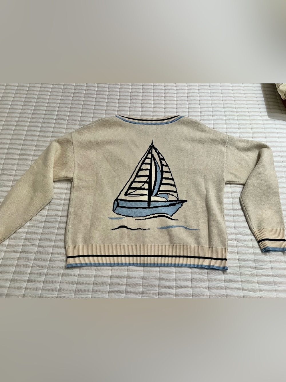 Sincerely Jules Women’s Sailboat Cardigan Sweater